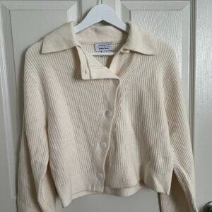 & Other Stories White Asymmetric Collared Cardigan Size XS (US)